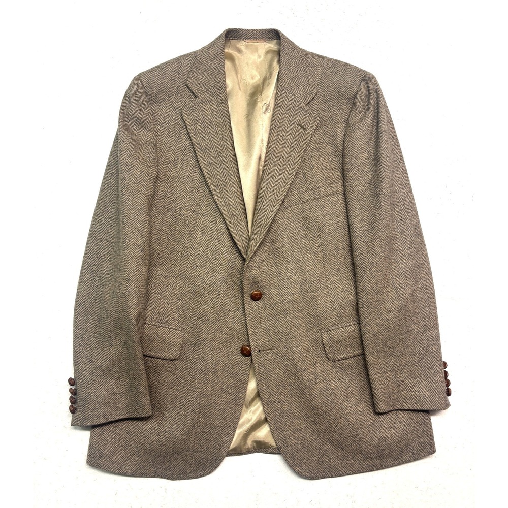 vtg Donald Brooks 40R Herringbone Camel Hair Tweed Blazer Jacket Sport Coat